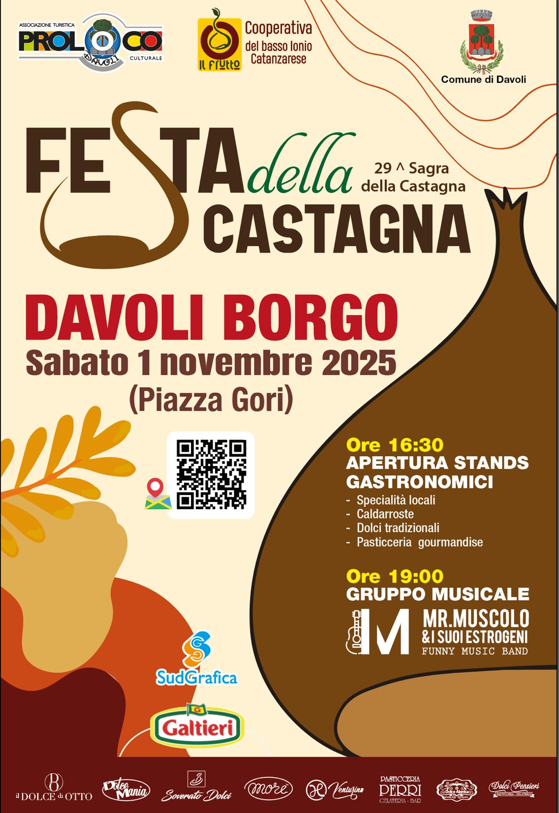 Scopri di più sull'articolo Festa della Castagna 2025 – 29ª Sagra della Castagna a Davoli Borgo